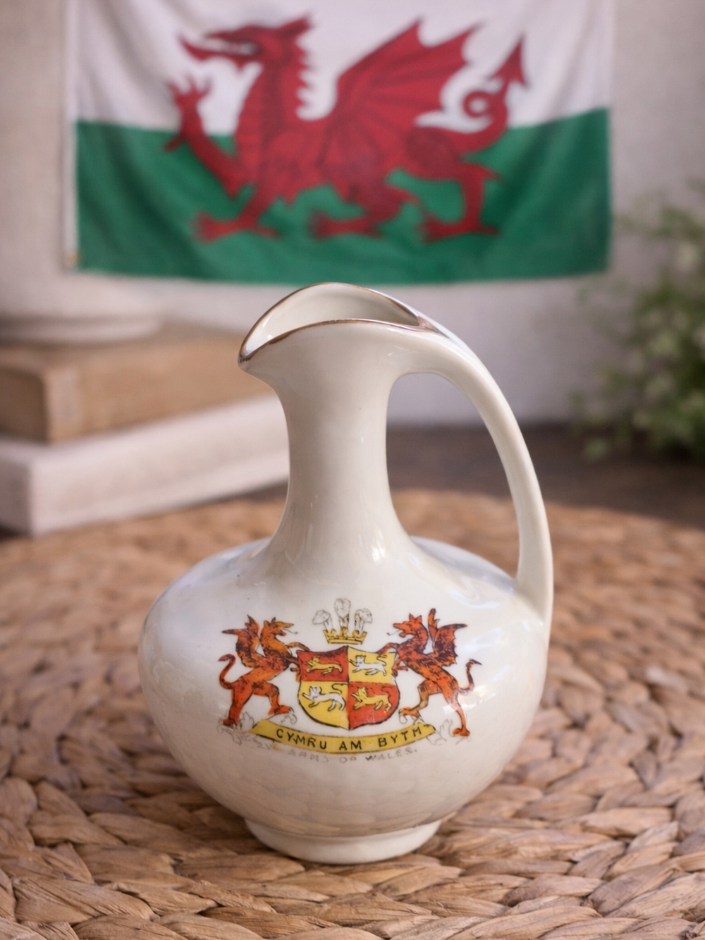 Vintage Wales Crest Mini Creamer Pitcher Welsh Dragon Cymru